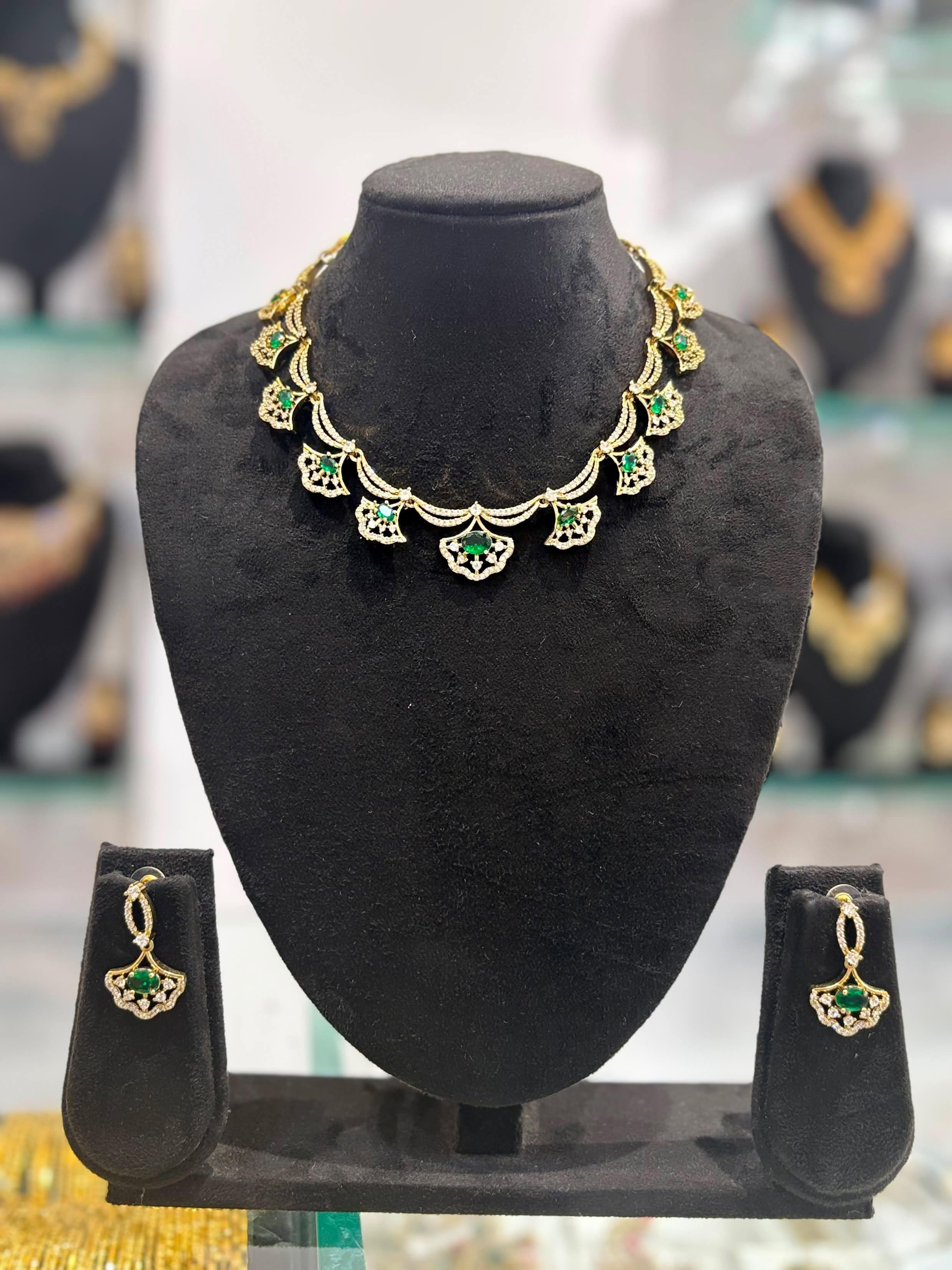 Emerald Arc Designer Necklace Set