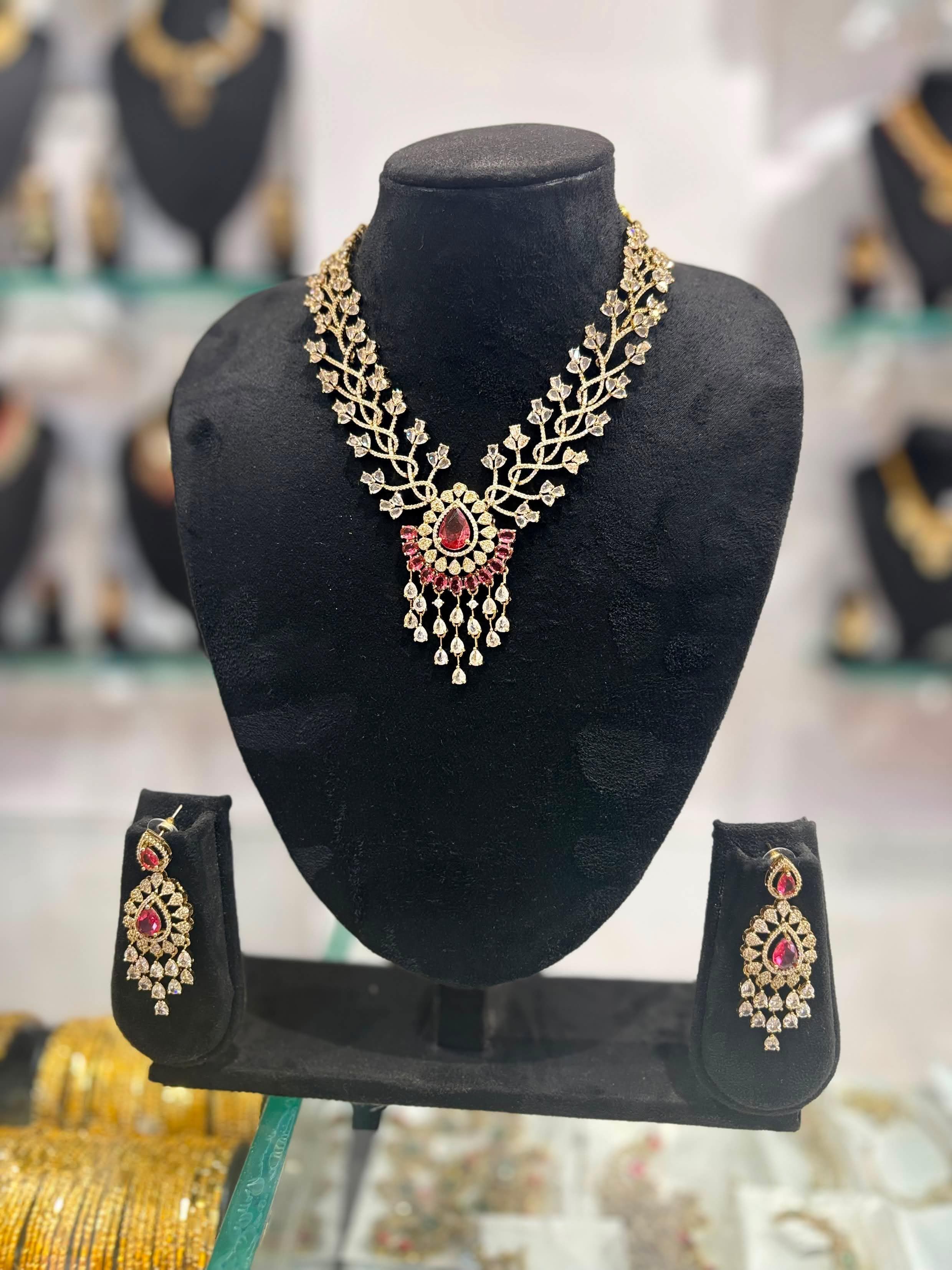Ruby Vine Diamond Necklace Set